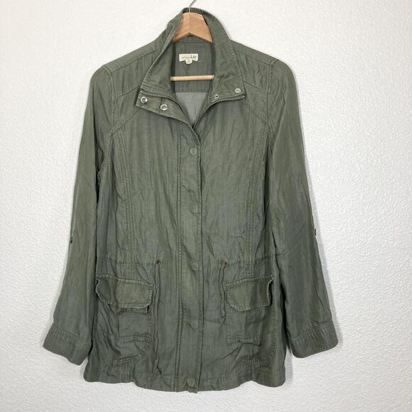 Maison Jules Jacket Womens Large Green Utility Anorak Lyocell Drawstring Pockets - Picture 1 of 16